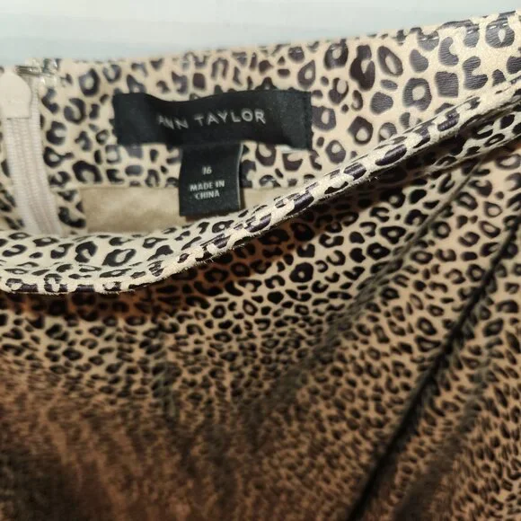 Animal Print Lightly Pleated Ann Taylor Midi Skirt - Picture 3 of 9